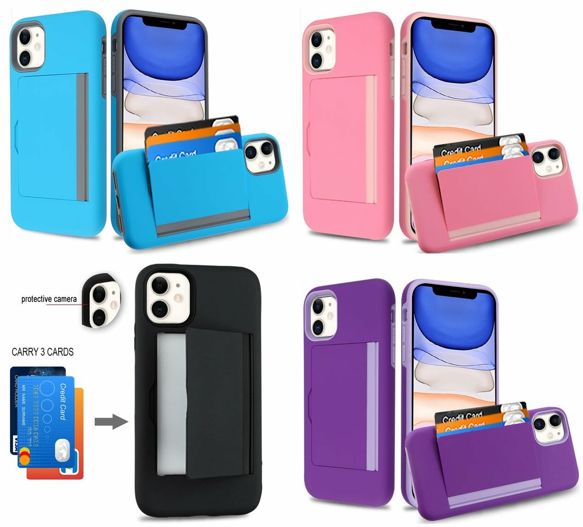 iphone credit card sleeve Senose Phone Holder, Silicone Anti Slip Out Phone Wallet Stick On Wireless Charging without having to remove the case For iPhone 11 (6.1") -