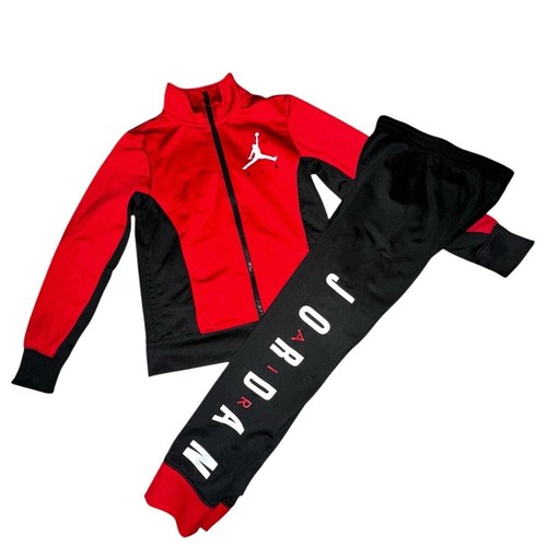 NIKE AIR JORDAN 2 pc SET BLACK RED TRACK JACKET JOGGERS PANTS Small