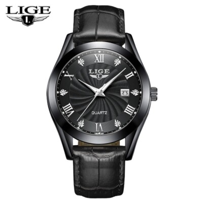 #ad LIGE Men Watch Top Brand Men Military Business Wristwatch Leather Quartz Watches $16.05