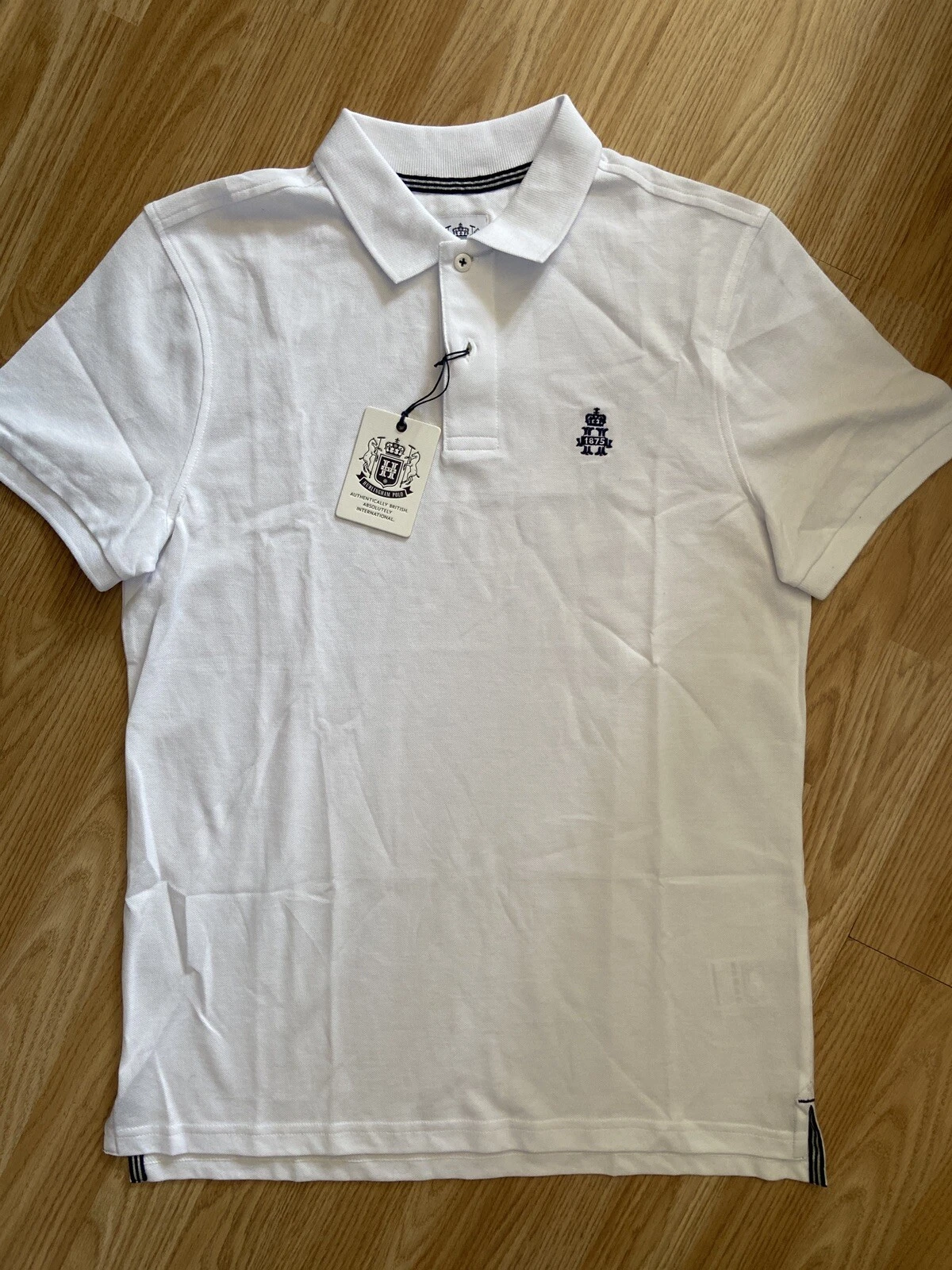 Hurlingham Polo 1875 New Men’s Regular Fit White Large Polo Shirt RRP £60