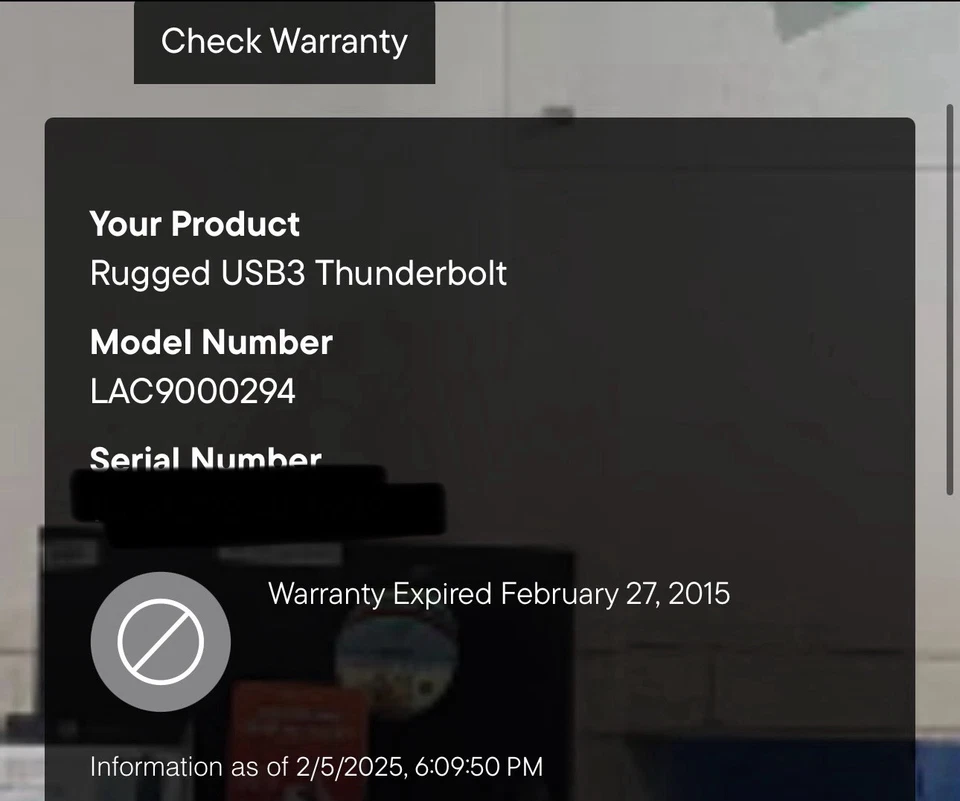 LaCie Rugged 1TB 5400RPM USB 3.0 Thunderbolt External Hard Drive LAC9000294 - Image 2 of 4