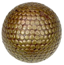 5” Embellished Wood Ball Copper Studs Decorative Sphere Orb Modern Decor Large