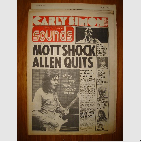 SOUNDS 1973 FEB 10 MOTT THE HOOPLE + CARLY SIMON POSTER - Picture 1 of 2