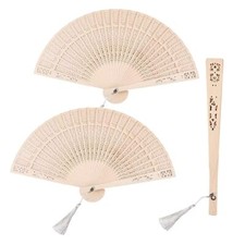 3 Pcs Sandalwood Hand Fan Wooden Folding Fan for Wedding Favors Baby Shower