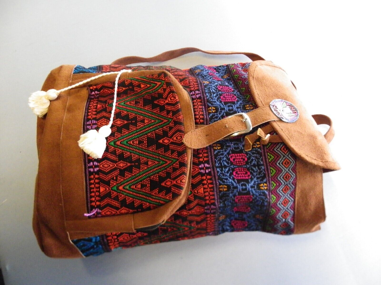 Aida Blanco Ethnic Backpack Hand Woven Textile & … - image 2