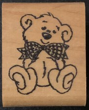 The Stamp Pad Teddy Bear With Bow Tie Rubber Stamp