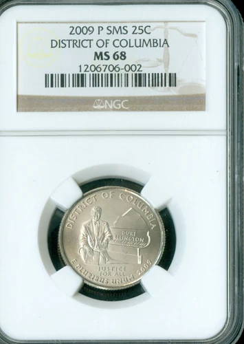 2009 P DISTRICT COLUMBIA QUARTER NGC MS68 SMS 2ND FINEST  *