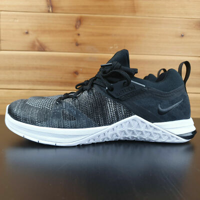 $150 Nike Women Metcon Flyknit Black Matte Silver White