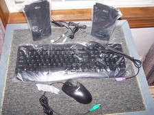 AOpen 3 in 1 Combo PS/2 Black Keyboard, Mouse and USB Speakers - NIB