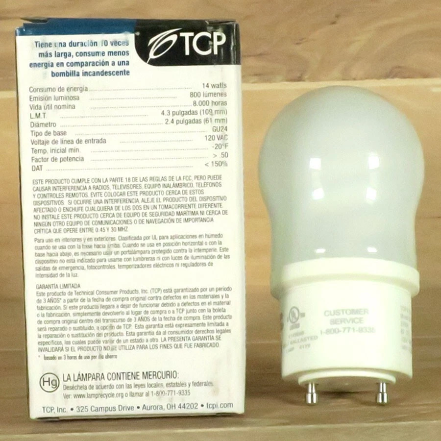 TCP 33114A19 A19 CFL GU24 Base Lamp 60 Watt Equivalent 2700K - Image 3 of 4