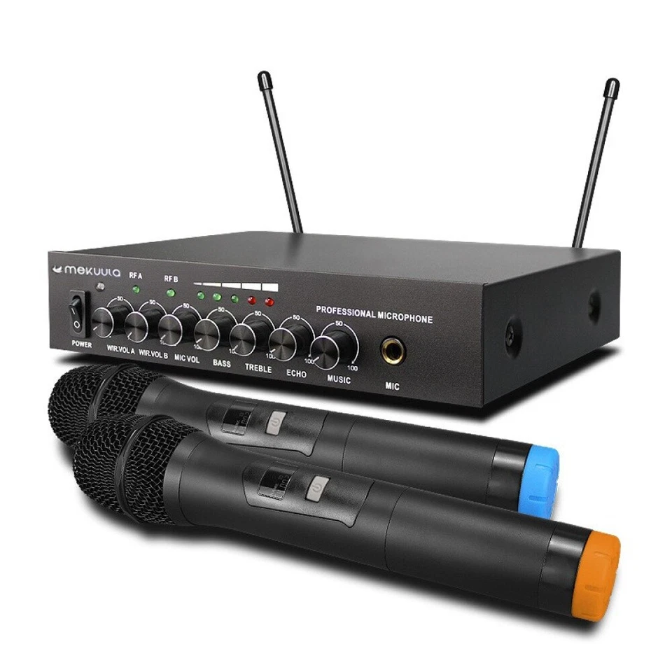 Neue Doppel UHF Funk Mikrofon Set Wireless Microphone Kabellos Microfon Karaoke - Bild 2 von 4