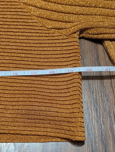 ESTEBAN CORTAZAR COLLECTIVE burnt orange tinsel cropped ribbed sweater M top 3C - Picture 9 of 10