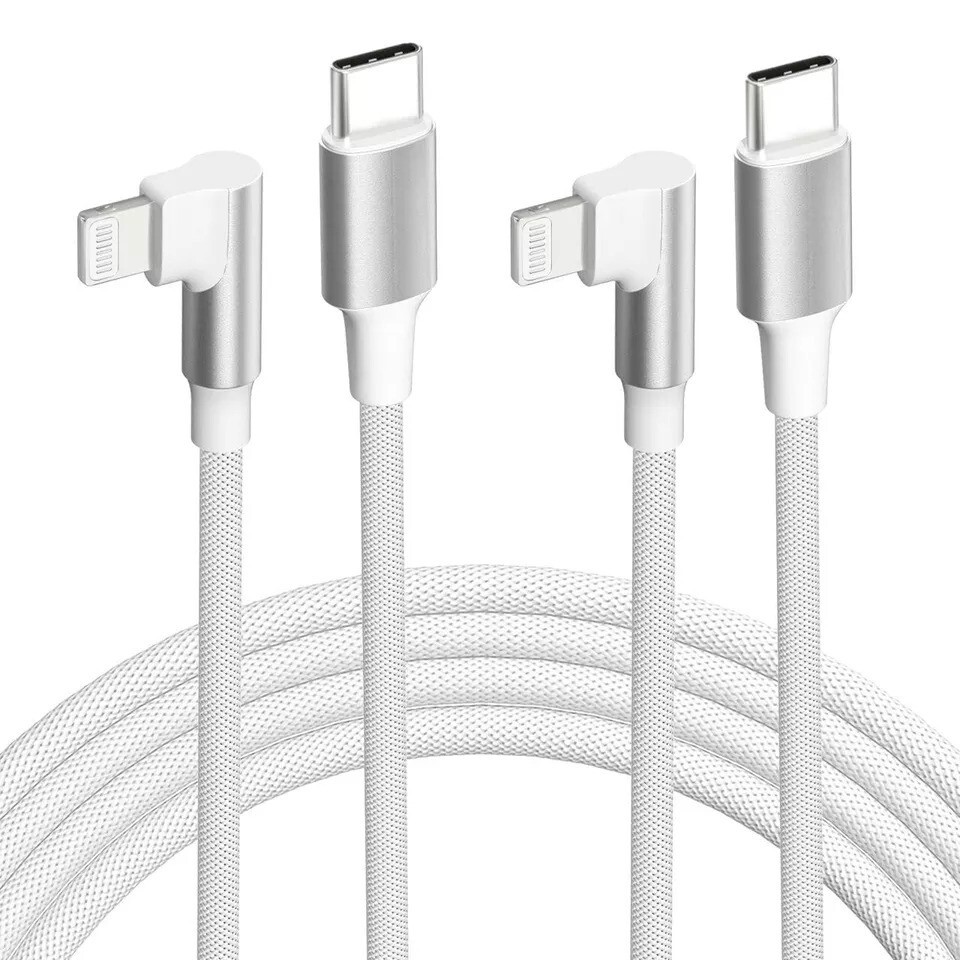iPhone USB C to Lightning Cable,【2Pack 6FT MFi Certified】Right Angle 90 Degre...-image