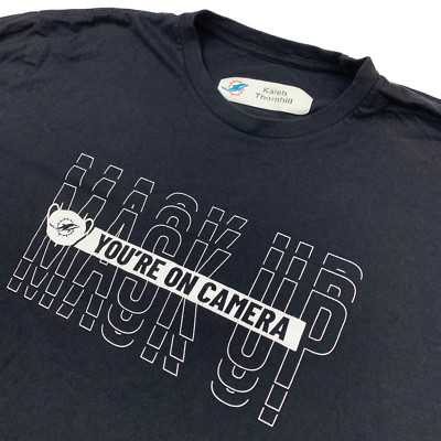 Miami Dolphins Men's Team Issued Mack Up You're On Camera T-Shirt Black   Large