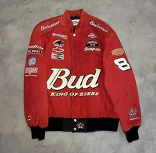 Vintage Dale Earnhart Jr. Suede Leather Chase JH Design Bud Racing Jacket Size L