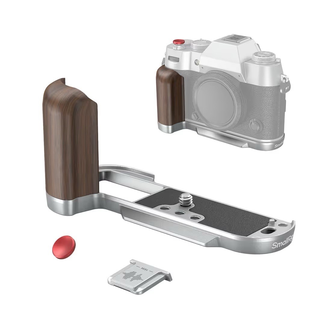 SmallRig L-Shape Mount Plate with Wooden Handle for FUJIFILM X-T50 (Sliver) 4735