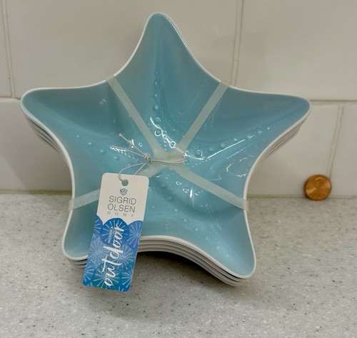 NEW Set of 4 Sigrid Olsen Starfish Bowls 💦 Blue Melamine Dish 💦 Ocean Beach - Picture 2 of 8