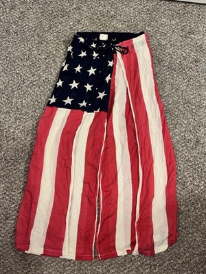 Patriotic Denim & Supply Ralph Lauren American Flag Wide Leg Cotton Pants L