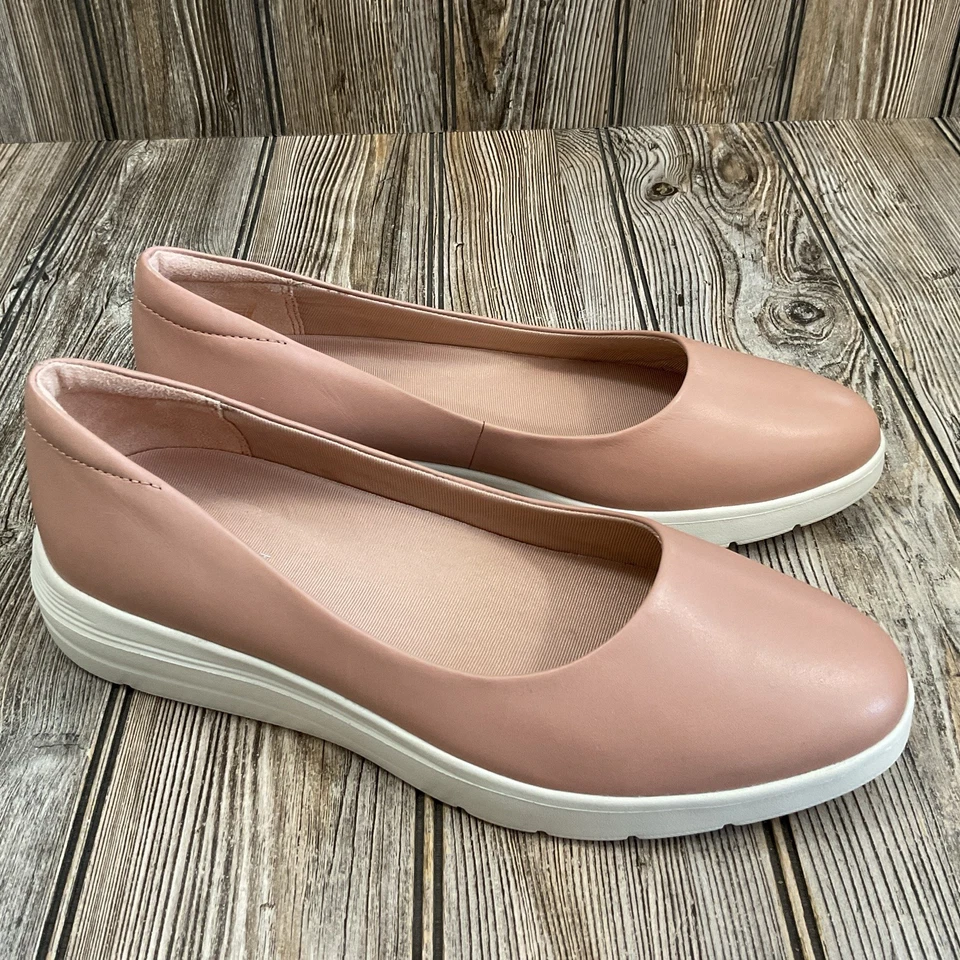 Rockport Mujer Total Motion Cuero Plano Sin Cordones Zapatos Rosa Rubor Talla 8.5 NUEVO Foto 2 de 4