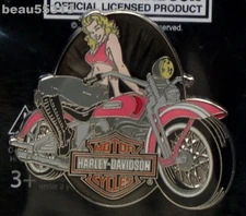 ⭐HARLEY DAVIDSON MOTORCYCLE "PINUP GIRL' JACKET VEST PIN