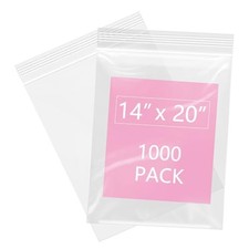 1000 Pcs- Large Zip Bags for Storage - Reclosable Plastic Zip Poly 14" x 20"