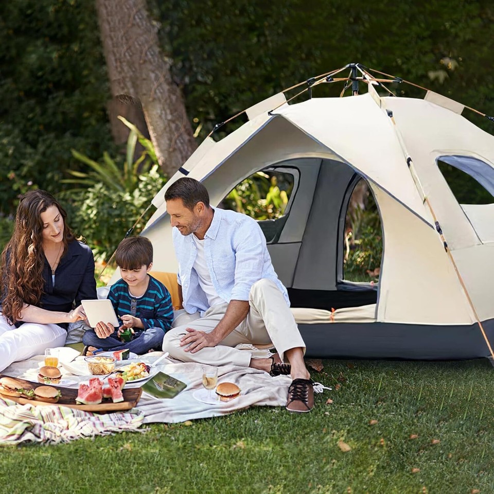 Jual 4 Person Easy Pop Up Car Tent Waterproof Automatic Setup 2 Doors-instant Family Tents For