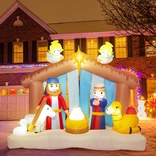 10FT Inflatable Jesus Nativity Scene for Christmas Outdoor with Built-in LED
