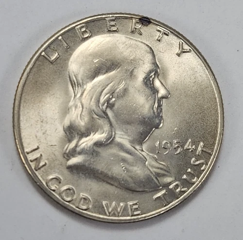 1954 S Franklin Half Dollar 90% Silver Uncirculated Actual Coin Pictured