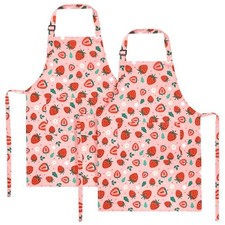 2 Pack Kids Apron, Cute Cooking Aprons, Waterproof Art Apron 45 62cm Strawberry