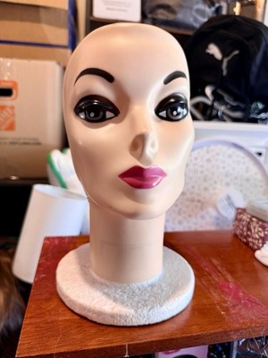 Vintage 1960's Mannequin Styrofoam Plastic Head Wig Stand Display Art Deco STAND