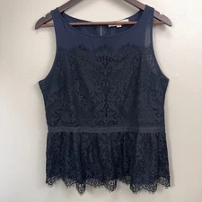Loft Womens Dark Romantic Lace Overlay Babydoll Tank Top 12 Whimsigoth Victorian