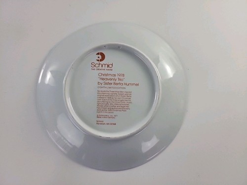 Vtg Schmidt Christmas 1978 Heavenly Trio By Berta Hummel Decorative Plate 7.75" - Picture 2 of 4