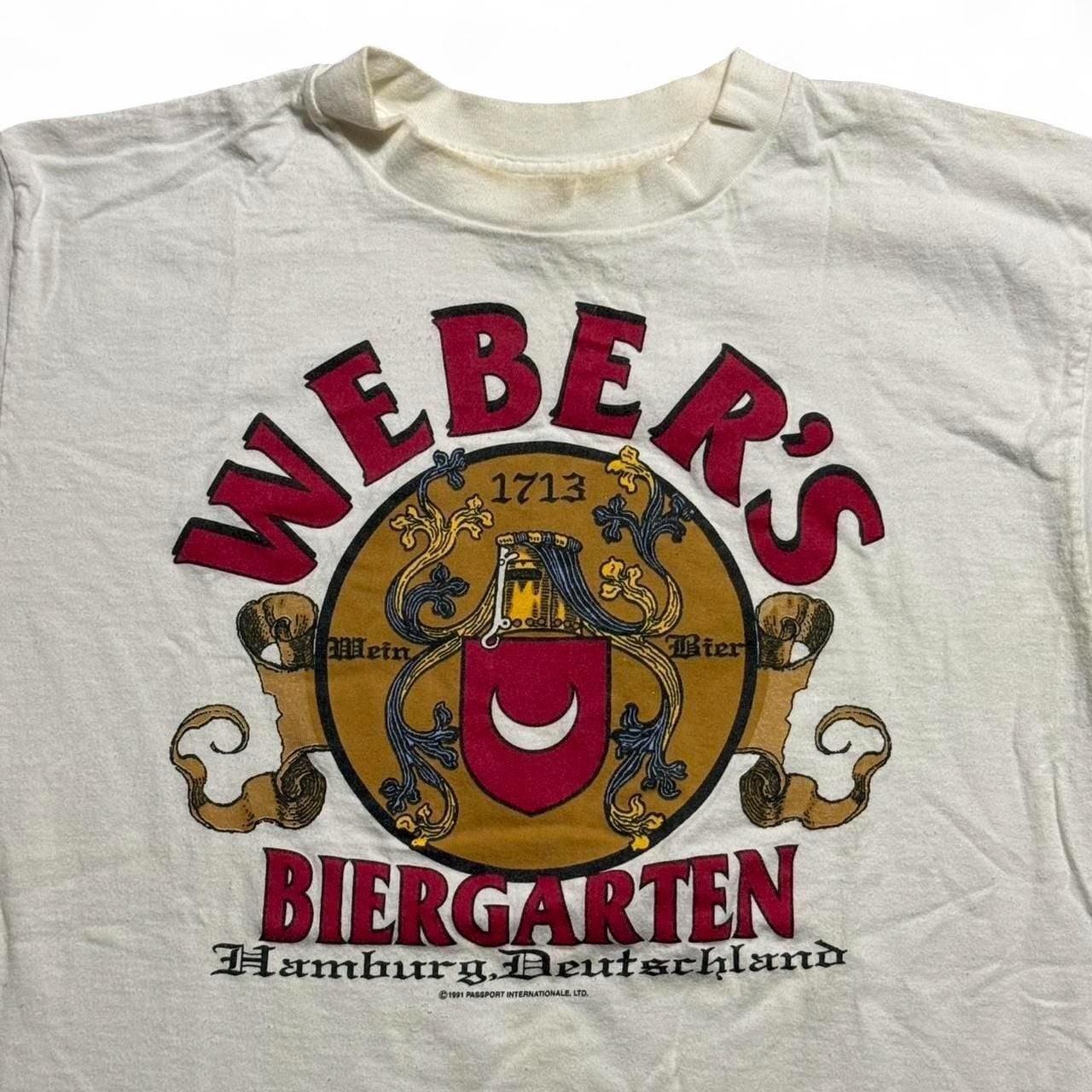Vintage 1991 Delta Weber's Biergarten Hamburg Deutschland Graphic T-Shirt XL