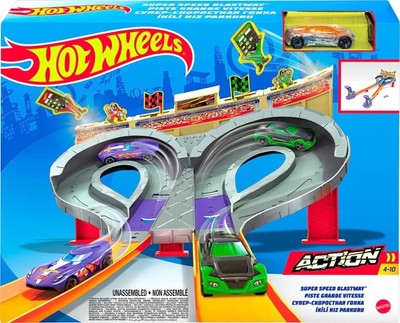 Toy Car Track Set Super Speed Blastway Playset, Dual-Track Racing for 1 or 2 Pla