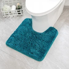 Microfiber Toilet Bath Mat U-Shaped Contour Shaggy Bathroom Rugs Non Slip Ext...