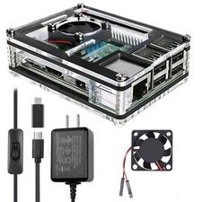 Raspberry Pi 3 B Case with Fan Cooling Pi 3B Case with 3 Pcs Heat-Sinks 5V