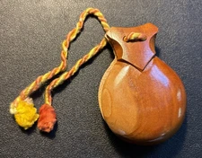 Vintage Wooden Castanet Percussion  instrument Mexico 3.25" x 2.25"
