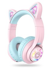 Cat Ear Kids Bluetooth Headphones, LED Lights Up, 74/85dBA Safe Volume Limite...