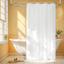 White Washable Waterproof Fabric Stall Shower Curtain Liner 48x78 Inch