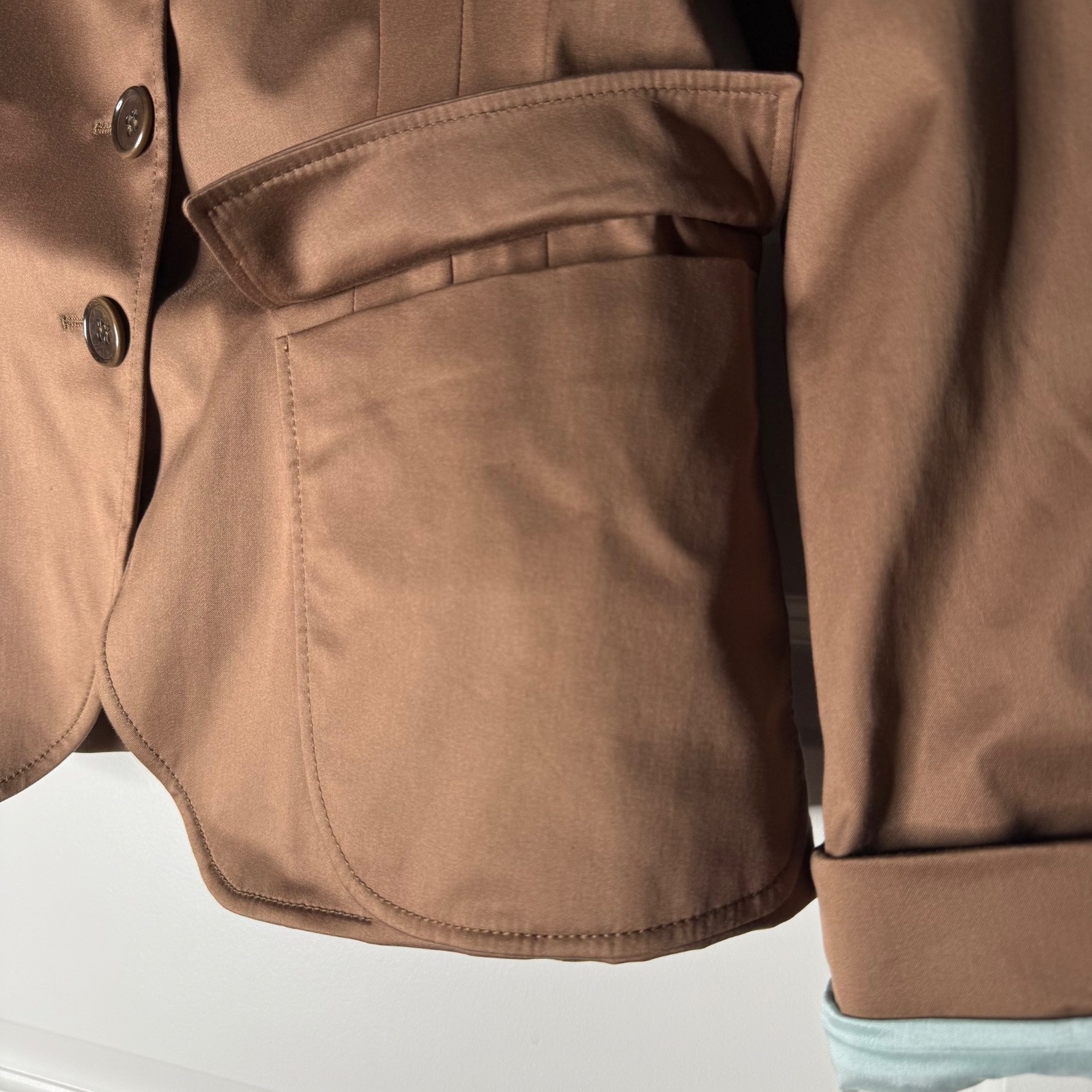 Rene Lezard French Designer Women's Chocolate Brown Robins Egg Blue Blazer Sz 38