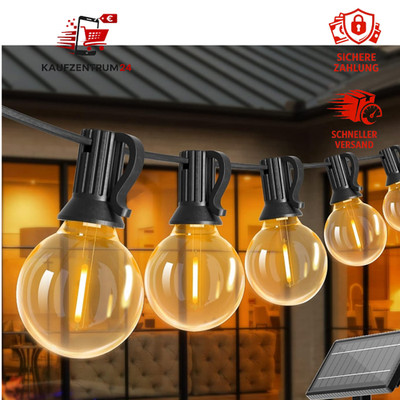 Solar Lichterkette Außen 30M LED IP45 Wasserdicht 50 Birnen Warmweiß Garten