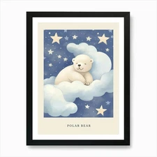Sleeping Polar Bear 2 Nursery Poste Framed Wall Art Poster Canvas Print Picture