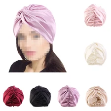Satin Turban Hair Care Women Nightcap Muslim Bonnet Knot Twist Head Wrap Cap Hat
