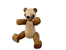 Vintage Zoo Line Wooden Articulated Bear Figurine Mid-Century Japan