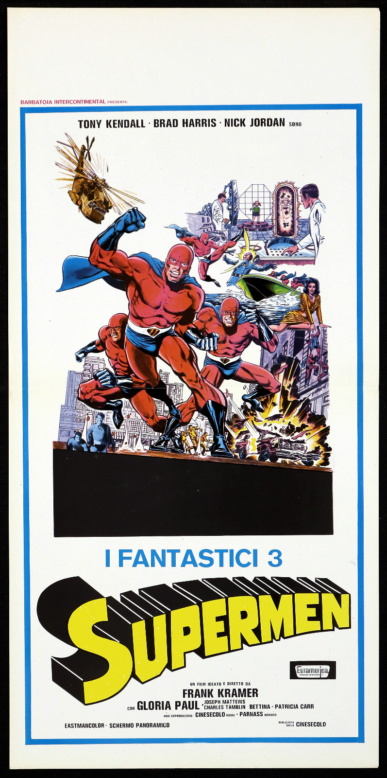 Locandina originale film I fantastici 3 Supermen (1967) - Regia di Gianfranco Parolini
