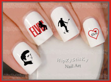 Nail Art 537 CHARACTER Elvis #1 Silhouette WaterSlide Nail Decals Transfers