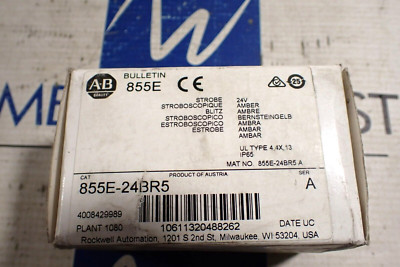 New Allen Bradley 855E-24BR5 Series A 24V AC/DC Amber Strobe Stack Light Module