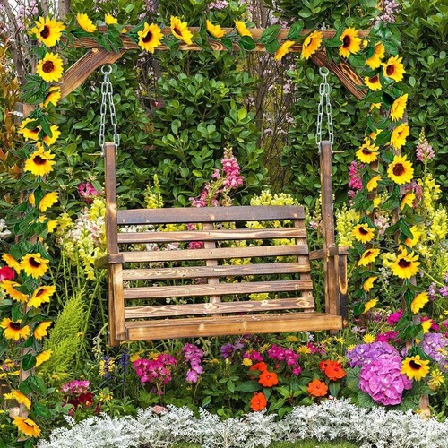 2.4M Fake Artificial Sunflower Flowers Garland Ivy Silk Leaf Plants Garden Home - Picture 12 of 12