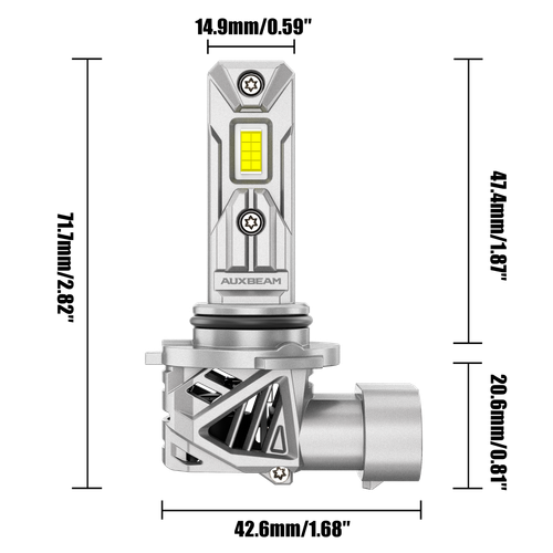 AUXBEAM 9006 LED Headlight Bulbs 100W 25000LM Low Beam White Super Bright 6500K - Picture 12 of 12