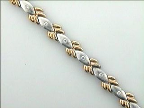 Diamond Bracelet 14k Two Tone w/14-diamonds at 0.41ct total  - Picture 2 of 2